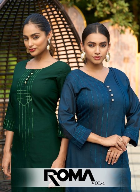 Roma Vol 1 By Moksh Roman Silk With Embroidery Kurti